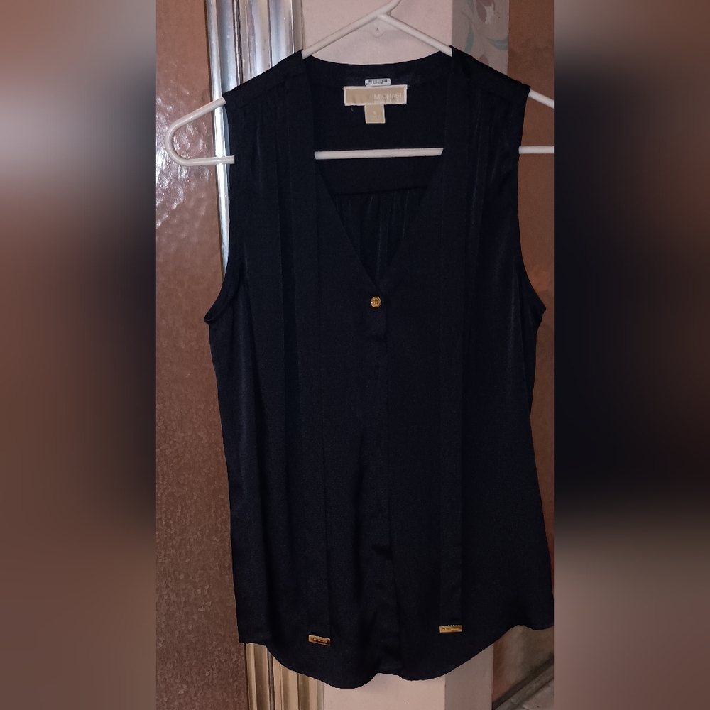 Michael Kors Michael Sleeveless Dressy Blouse Navy Blue Small